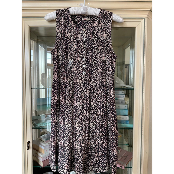 Women's Faherty Navy Pink Floral Sleeveless Dress M - Picture 7 of 7